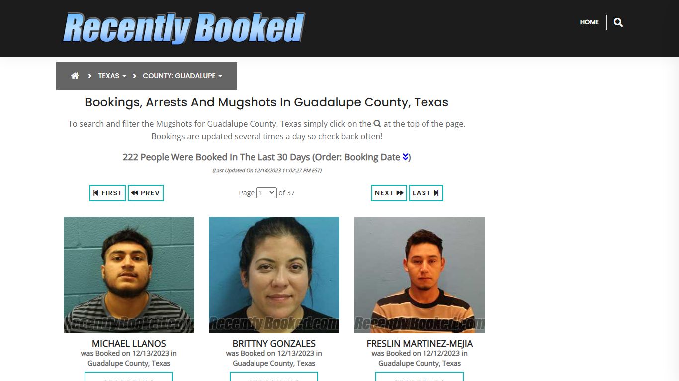 Bookings, Arrests and Mugshots in Guadalupe County, Texas - Recently Booked