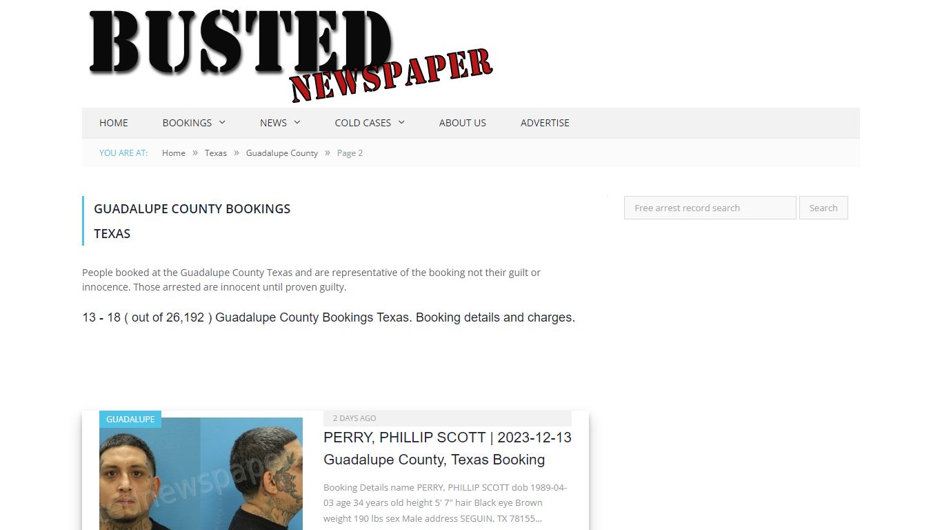 Guadalupe County, TX Mugshots - page 2 - BUSTED NEWSPAPER